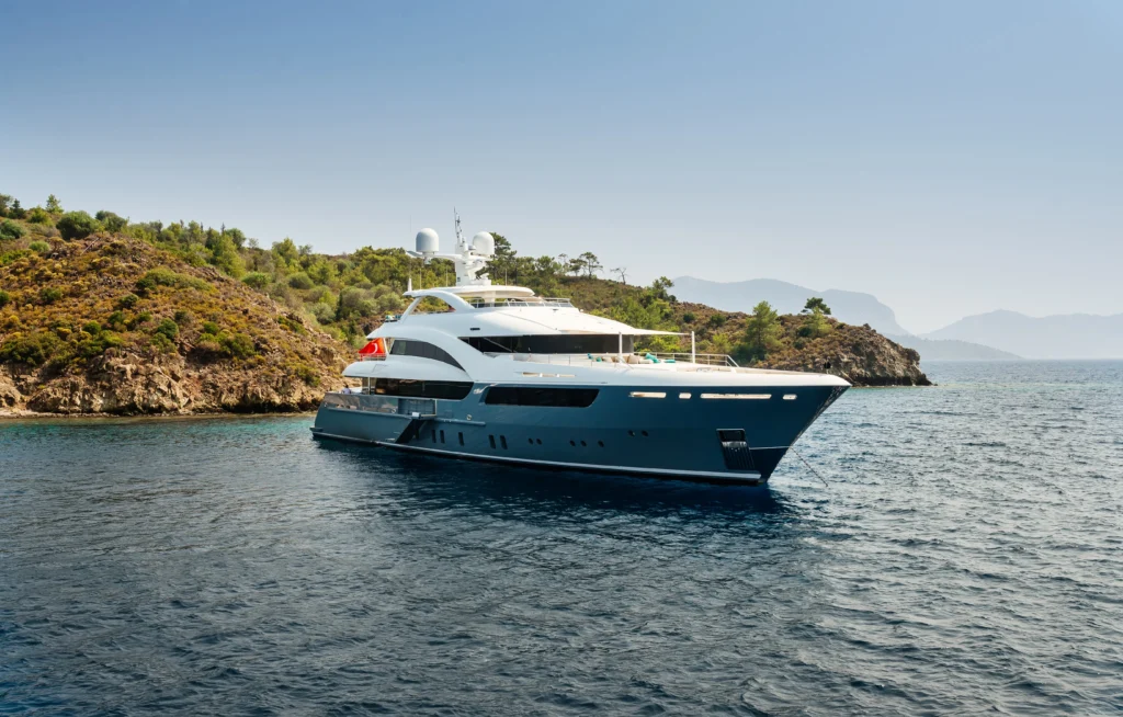 Motor yacht dock in the island