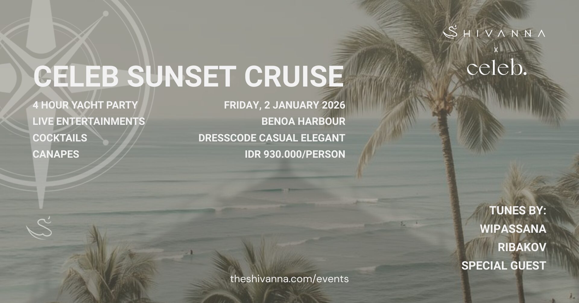 Celeb Sunset Cruise yacht party in bali featuring models and 4 hours of seafaring experience
